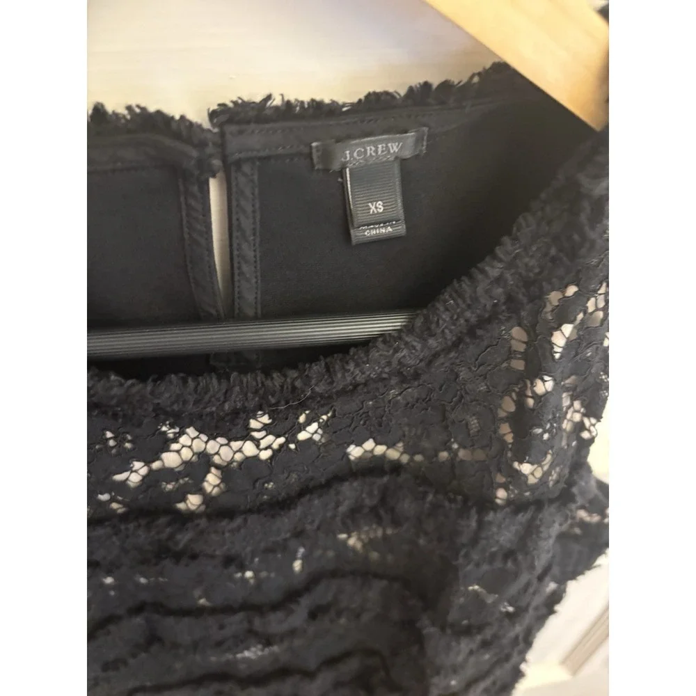 J Crew Women's‎ Black Nude Fringe Lace Sleeveless Tank Top Shirt Size XS